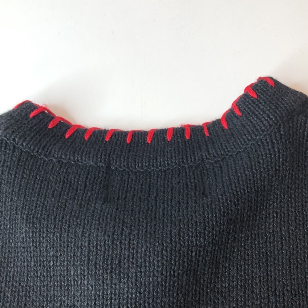 Vintage LEMON GRASS Festive Black Red Sequin Embellished Cardigan Sweater PM - Picture 12 of 13